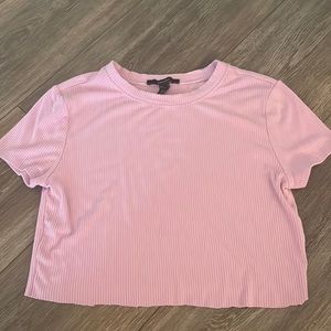lilac ribbed cropped tee